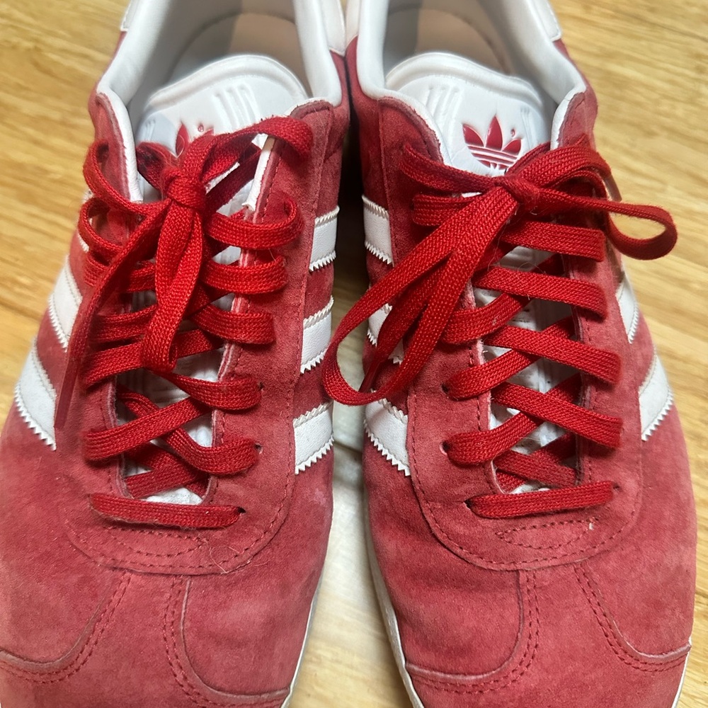 adidas Women's Red and White Suede Athletic Shoes